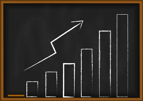Vector : Increase business bar graph with arrow on blackboard Stock Illustration