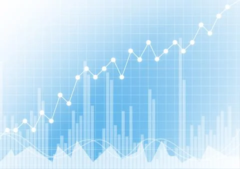 Vector : Increase business graph on blue background Stock Illustration