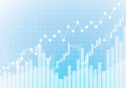 Vector : Increase business graph on blue background Stock Illustration