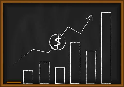 Vector : Increase business graph with dollar on blackboard Stock Illustration