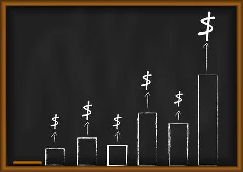 Vector : Increase business graph with dollar on blackboard Stock Illustration