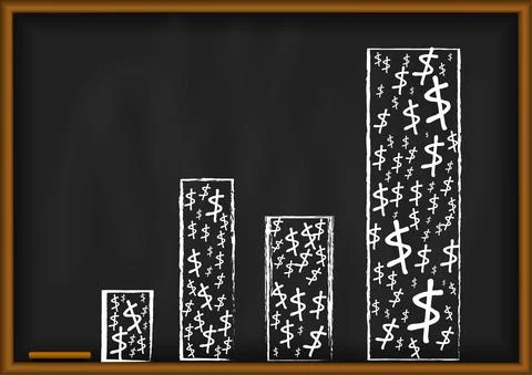 Vector : Increase business graph with dollar on blackboard Stock Illustration