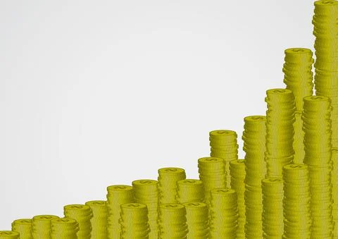 Vector : Increase piles of coins on white background Stock Illustration