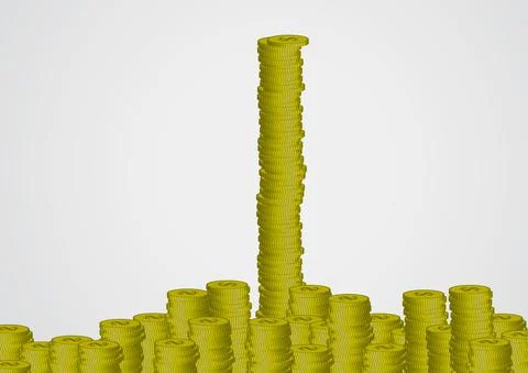 Vector : Increase piles of coins on white background Stock Illustration