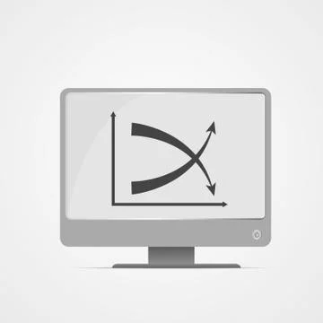 Vector : Increasing and decreasing business graph on computer monitor Illustrazione stock