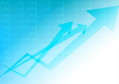 Vector : Increasing arrow with stock board on blue background Stock Illustration