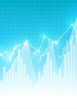 Vector : Increasing arrow with stock board on blue background Stock Illustration