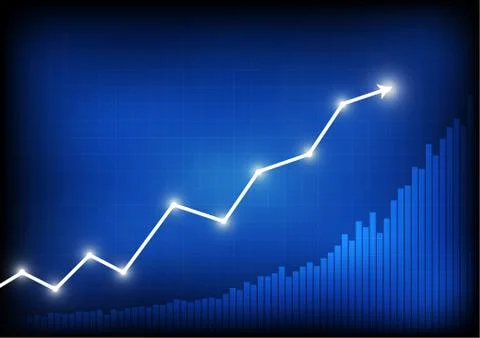 Vector : Increasing arrows and business graph on blue background Stock Illustration