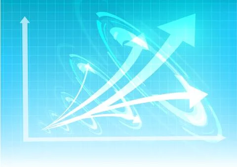 Vector : Increasing business graph with abstract circle on blue background Stock Illustration