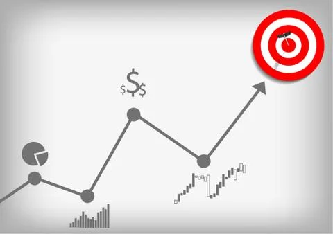 Vector : Increasing business graph and archery target Stock Illustration