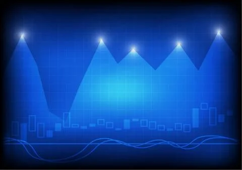 Vector : Increasing business graph on blue background Illustrazione stock