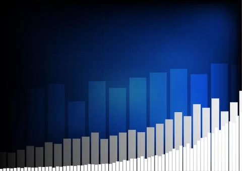 Vector : Increasing business graph on blue grid background Illustrazione stock