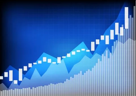 Vector : Increasing Business graph on blue background Stock Illustration