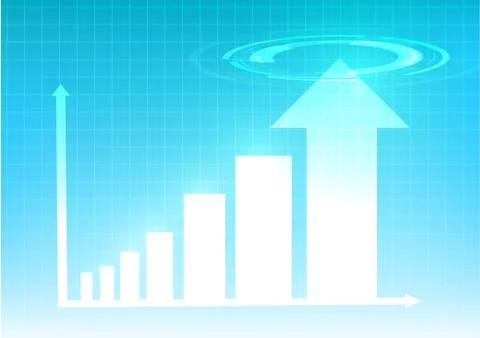 Vector : Increasing business graph with on blue grid background Illustrazione stock