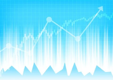 Vector : Increasing business graph on blue background Stock Illustration