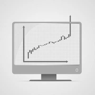 Vector : Increasing business graph on computer monitor 스톡 일러스트