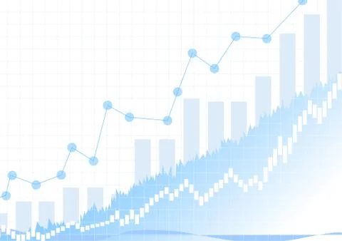 Vector : Increasing business graph with grid on white background Illustrazione stock