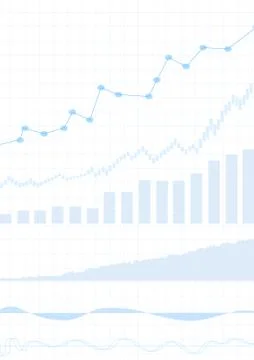 Vector : Increasing business graph with grid on white background Illustrazione stock