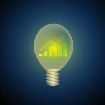 Vector : Increasing business graph in lightbulb on blue background Stock Illustration