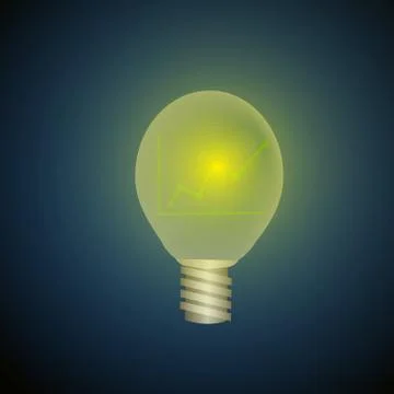Vector : Increasing business graph in lightbulb on blue background Stock Illustration
