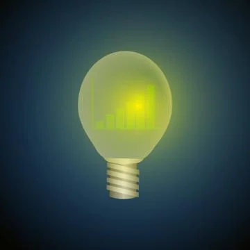 Vector : Increasing business graph in lightbulb on blue background Stock Illustration