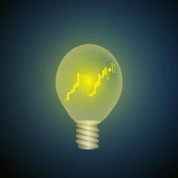 Vector : Increasing business graph in lightbulb on blue background Stock-Illustration