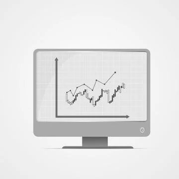 Vector : Increasing business graphs on computer monitor Illustrazione stock
