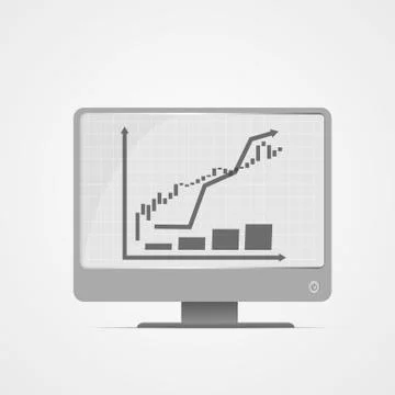Vector : Increasing business graphs on computer monitor Illustrazione stock