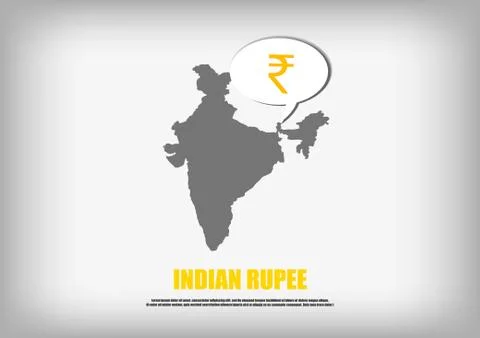 Vector : India map and Indian Rupee symbol in bubble quote Stock Illustration