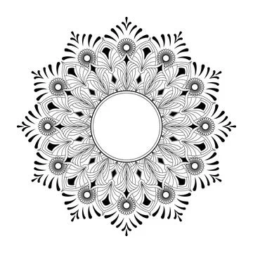Vector indian mandala design background. Outline mandala for coloring book イラスト素材