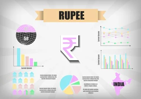 Vector : Indian Rupee infographic chart Stock Illustration
