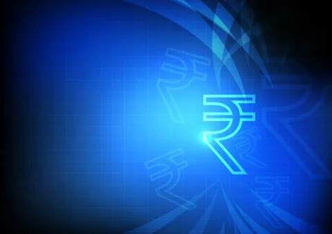 Vector : Indian Rupee symbol with grid and blue background Stock Illustration