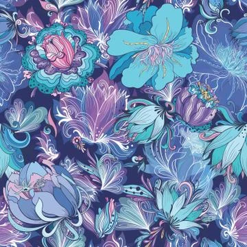 Vector Indigo Flower Pattern Stock Illustration