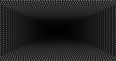 Vector infinite rectangular tunnel of shining flares on monochrome background 库存插图
