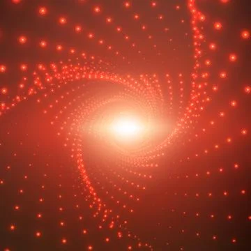 Vector infinite triangular twisted tunnel of shining flares on red background Illustrazione stock