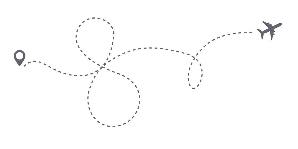 Vector infinity or 8 eight airplane route travel path. Air plane flight route Stock Illustration