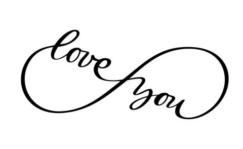 Vector infinity sign with Love you words inscription text. Forever friends or Ilustração Stock