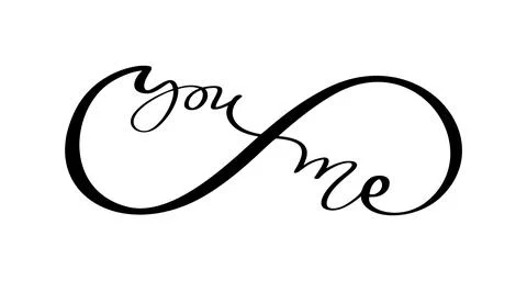 Vector infinity sign with You and Me words inscription text. Forever friends or Ilustración de archivo