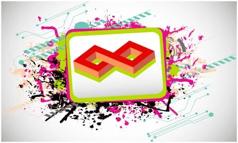 Vector infinity symbol in a frame on color art background Stock Illustration