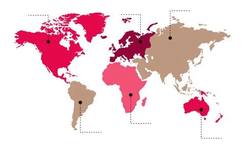 Vector. Info graphics. The world map is divided into six continents. Stock Illustration