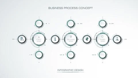 Vector Infographic 3d circle label, template design. Business concept Stock Illustration