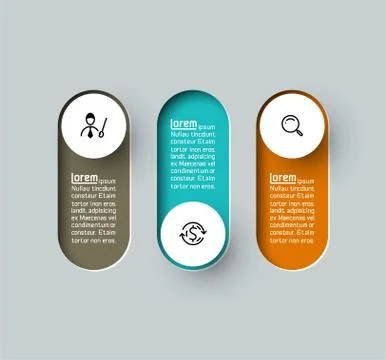 Vector Infographic 3d long circle label, infographic with number 3 options pr Stock Illustration