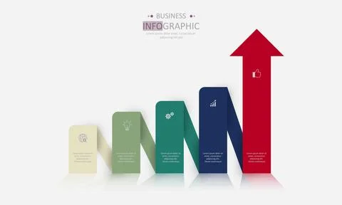 Vector infographic arrow template with 5 steps. Stock Illustration