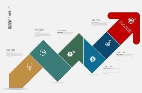 Vector infographic arrow template with 6 steps. Illustrazione stock