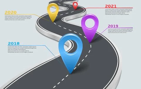 Vector infographic car road timeline with pointers Stock-Illustration