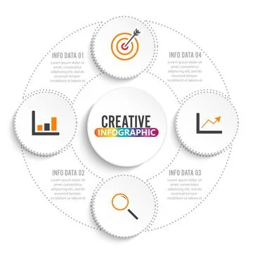 Vector infographic circle template with 4 steps, parts, options, sectors, s.. Stock Illustration