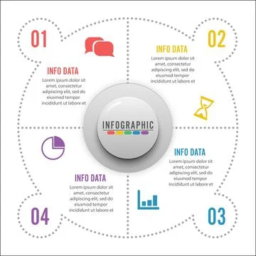 Vector infographic circle template with 4 steps, parts, options, sectors, s.. Stock Illustration