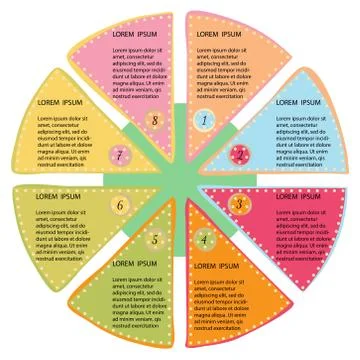 Vector infographic circle template with 8 steps Stock Illustration