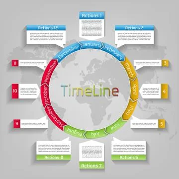 Vector infographic circle timeline template Stock Illustration
