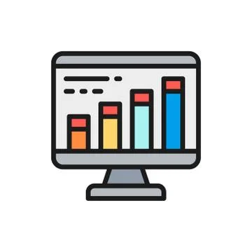 Vector infographic in computer browser, programming, seo flat color line icon. 스톡 일러스트